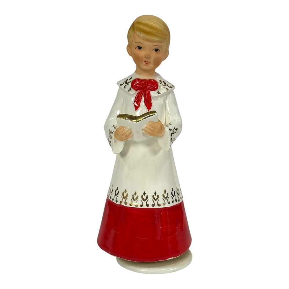 Vtg Schmid Bros Porcelain Choir Boy Holiday “O Come, All Ye Faithful” Music Box